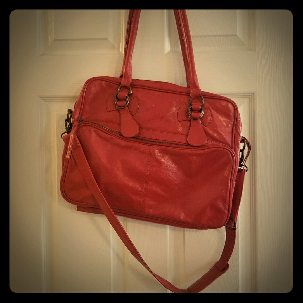 Latico red laptop briefcase bag
